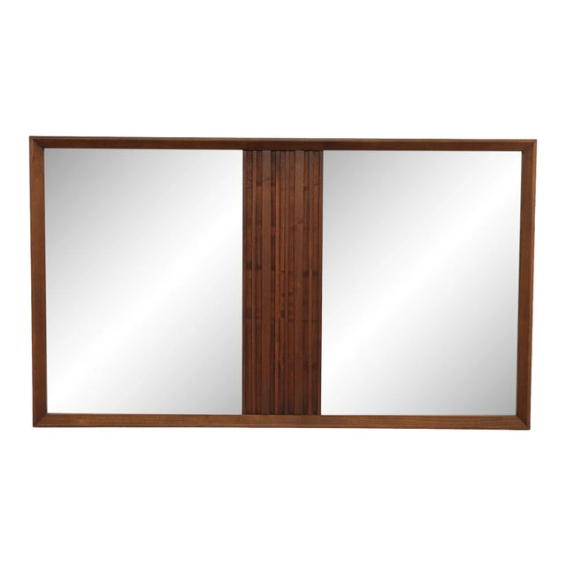 Mid Century Modern Walnut Double Wall Mirror For Sale