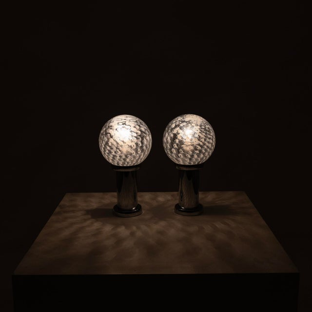 Table Lamps in Chrome and Glass, 1960s, Set of 2 For Sale - Image 6 of 13