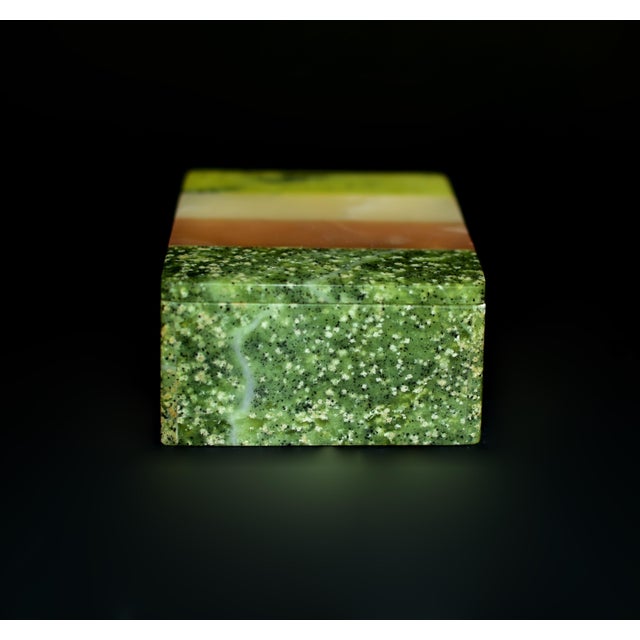 Early 21st Century Natural Gemstone Box Rose Quartz Onyx Serpentine Four Stones Beautiful Italian Made For Sale - Image 5 of 11