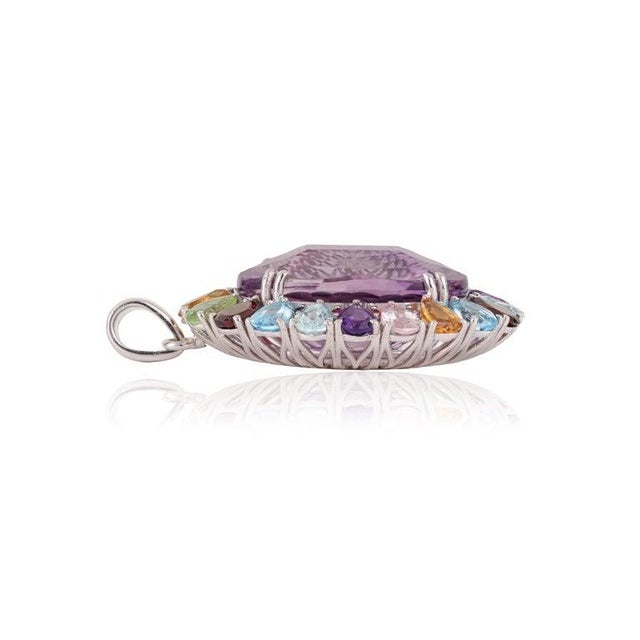 Ornate Victorian Style Multi-Gemstone Pendant in 925 Sterling Silver For Sale - Image 9 of 11