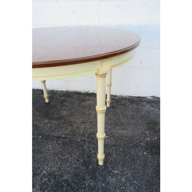 Lenoir Hollywood Regency Faux Bamboo Two Tone Dining Table and Six Chairs For Sale - Image 12 of 13