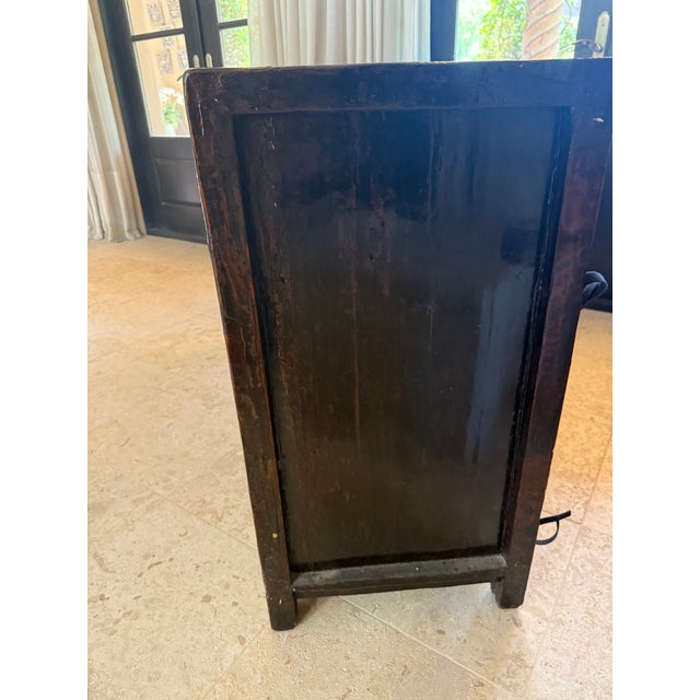 1930s Chinese Black Chinoiserie Painted Cabinet, Adapted for Media For Sale - Image 10 of 13
