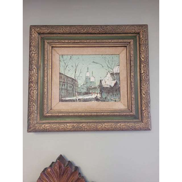 Vintage Petite French Cityscape Painting For Sale In Philadelphia - Image 6 of 6