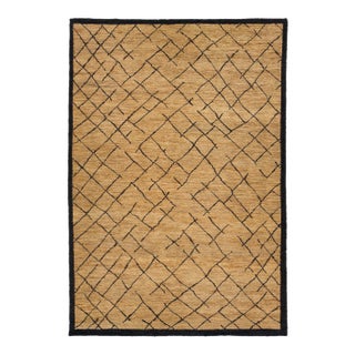 10 X 15 Contemporary Soumak Handmade Geometric Jute Rug in Tan Color For Sale