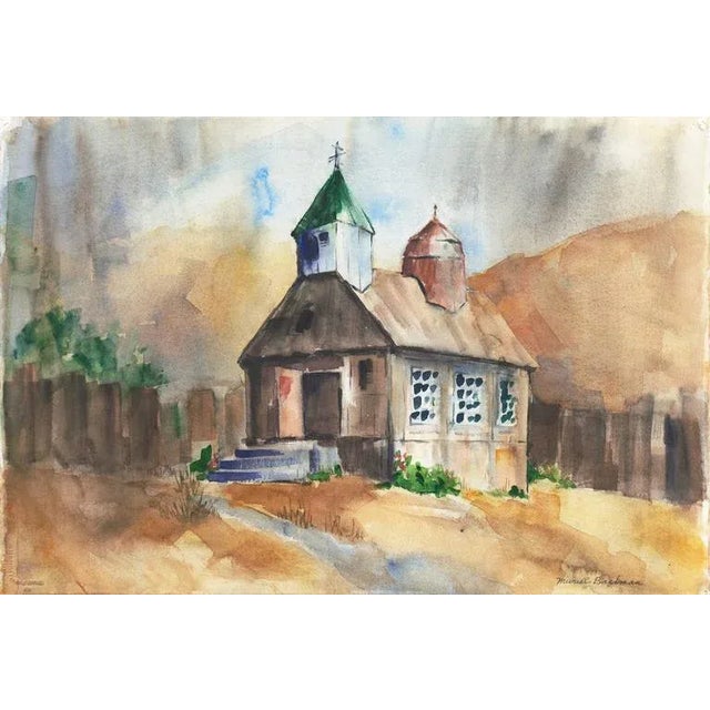 Goldenrod 'Grey Outpost, Fort Ross, California' by Muriel Backman, 1960; Bay Area Woman Artist, Historic Park For Sale - Image 8 of 8