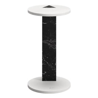 New Modern Side Table L in White and Black Marble, Designer Lorenzo Zaccarin For Sale