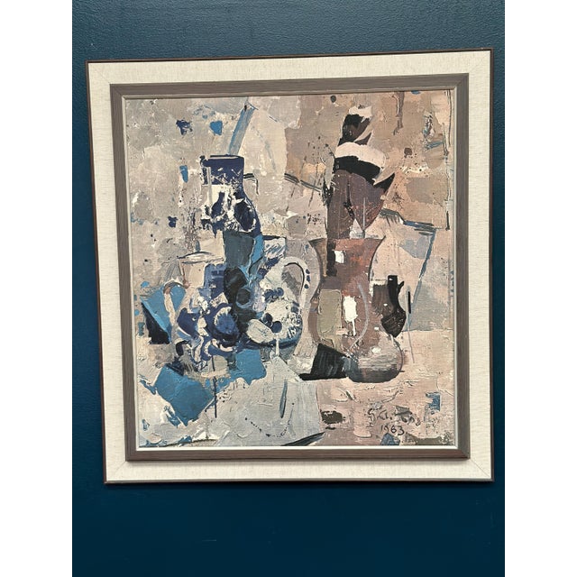 1960s Gojmir Anton Kos, Still Life with Blue Vase, 1963, Oil on Canvas For Sale - Image 5 of 15