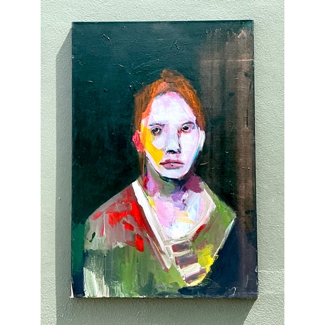 Mid-Century Modern Vintage Abstract Figurative Oil Painting For Sale - Image 3 of 12