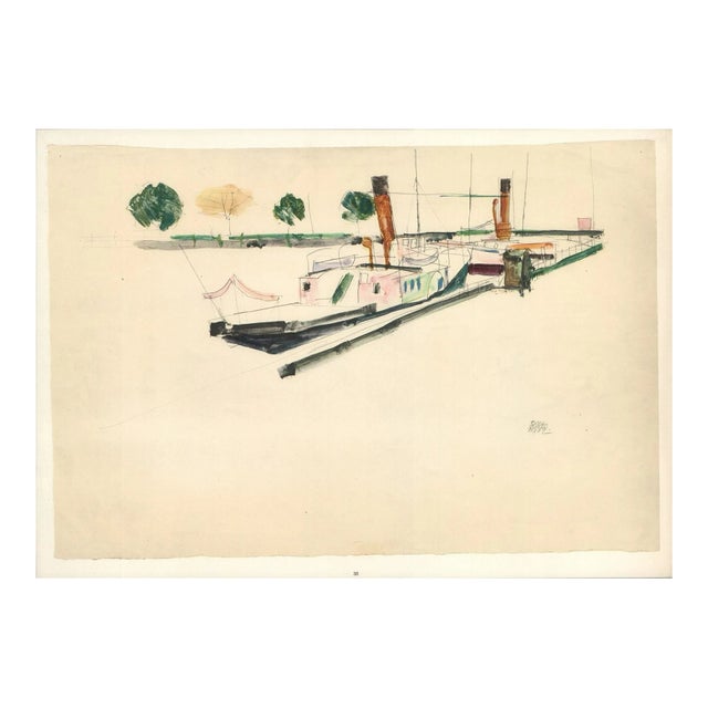 Egon Schiele Lithograph 30 Paddle Steamer 1968 For Sale