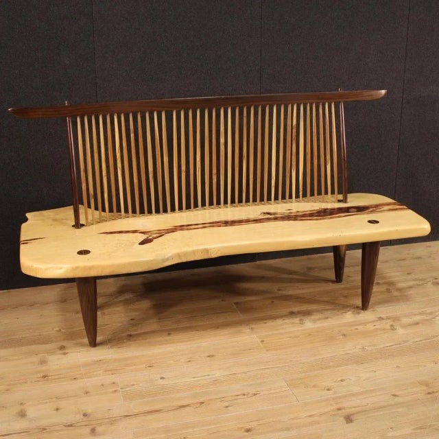 Wooden Sofa in the style of George Nakashima, 1980s For Sale - Image 4 of 13