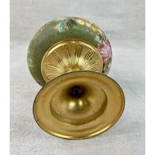 Metal Late 19th Century French Ormolu & Hand-Enameled Botanical Pedestal Vase For Sale - Image 7 of 7