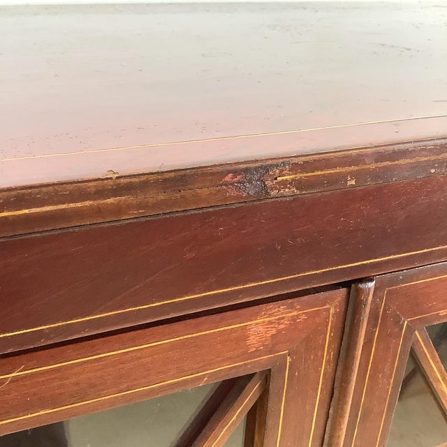 Edwardian Revival Mahogany Diamond Lattice Glazed Bookcase For Sale - Image 18 of 18