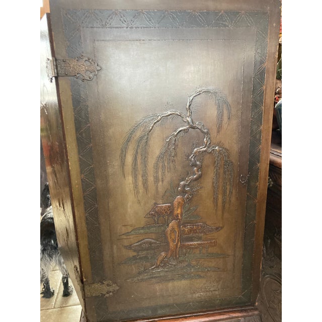 Olive Chinoiserie Cabinet on Base Early to Mid 20th Century For Sale - Image 8 of 8