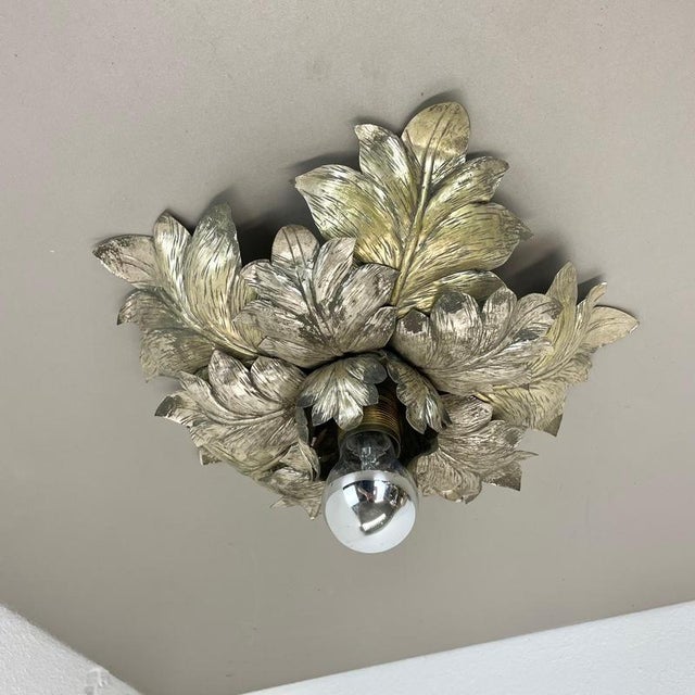 Florentiner Silvered Metal Leaf Theatre Ceiling Light, Italy, 1950s For Sale - Image 3 of 17