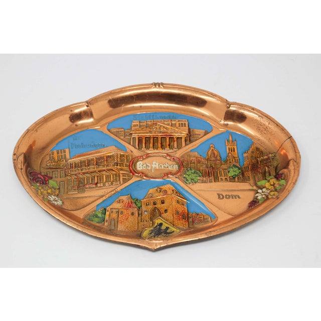 Two metal copper plates Souvenir of Germany. One of Cologne, Koln. Cologne is a major cultural centre for the Rhineland;...