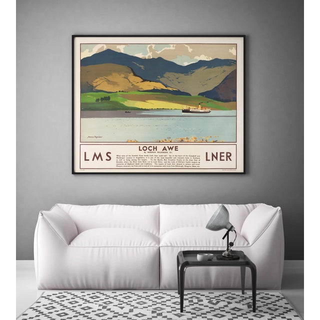 Postmodern LMS LNER Loch Awe Original Vintage Travel Poster by Norman Wilkinson, 1930s For Sale - Image 3 of 4