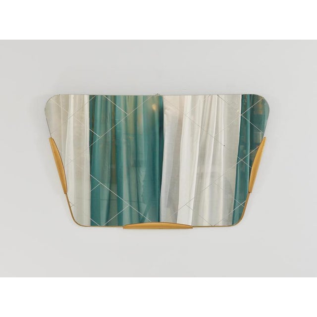 Large Trapezoidal Golden Wall Mirror with Engraved Diamond Pattern by Gio Ponti, 1950s For Sale - Image 10 of 15