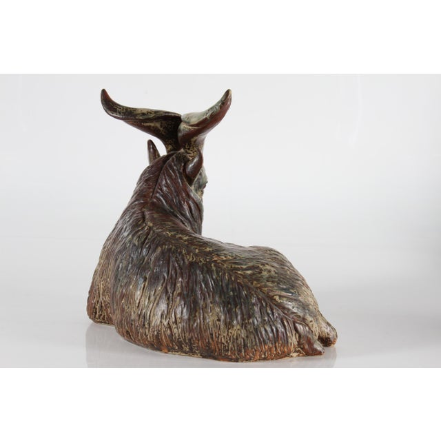 Largre Goat Buck Figurine in Stoneware by Karl Larsen for Royal Copenhagen, 1947 For Sale - Image 6 of 11