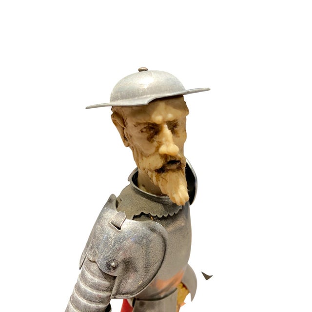 Vintage Don Quixote Sculpture in Metal Armor For Sale - Image 12 of 14