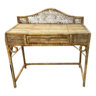 Mid Century Wicker and Rattan Desk, For Sale