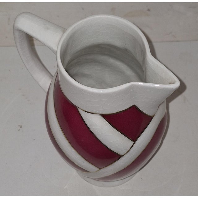 Antique Art Deco Ceramic Jug with Purple Stripes by Georgenthal, 1920s For Sale - Image 3 of 5