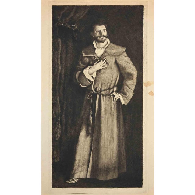 Portrait of Man, Etching, 19th-Century For Sale