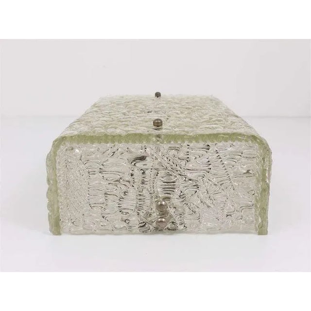 Square Textured Glass Flush Mount or Sconce attributed to J. T. Kalmar for Kalmar, Austria, 1950s For Sale - Image 3 of 11