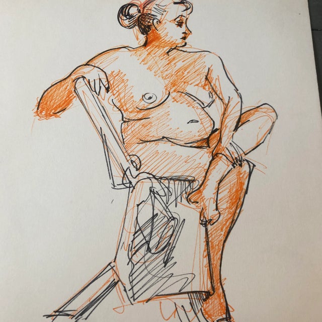 Original ink sketch on paper unsigned study 11 x 14 unframed