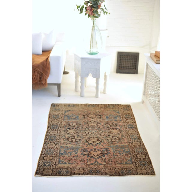 1930s Blue & Blush Woven Rug, 3.3 x 4.8 For Sale - Image 11 of 11