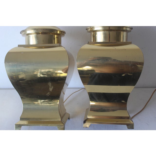 1980s Tyndale Style Chinoiserie Brass Ginger Jar Table Lamps - a Pair For Sale - Image 9 of 12