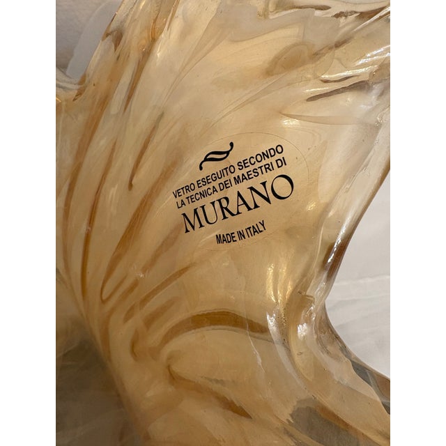 Murano Large Murano Apricot Swirl Vintage Bowl Sculpture For Sale - Image 4 of 5