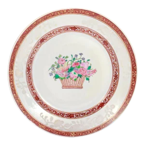 Antique Samson Chinese Export Style Porcelain Bianco Sopra Bianco Plate