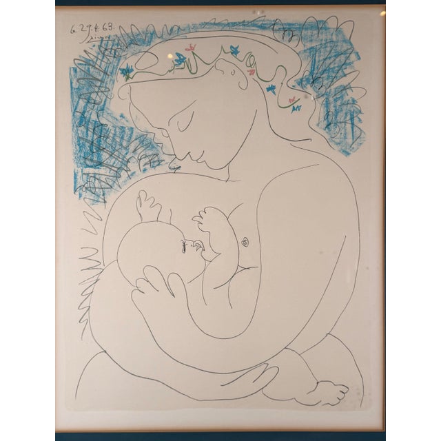 Figurative Pablo Picasso Attributed — Maternité (Mother and Child), Dated 1963 For Sale - Image 3 of 5