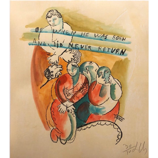 Hand Signed edition of 50 with blindstamp. Surprising Novel Woodblock and heliorelief with handpainting 18-1/2 x 16-1/4...