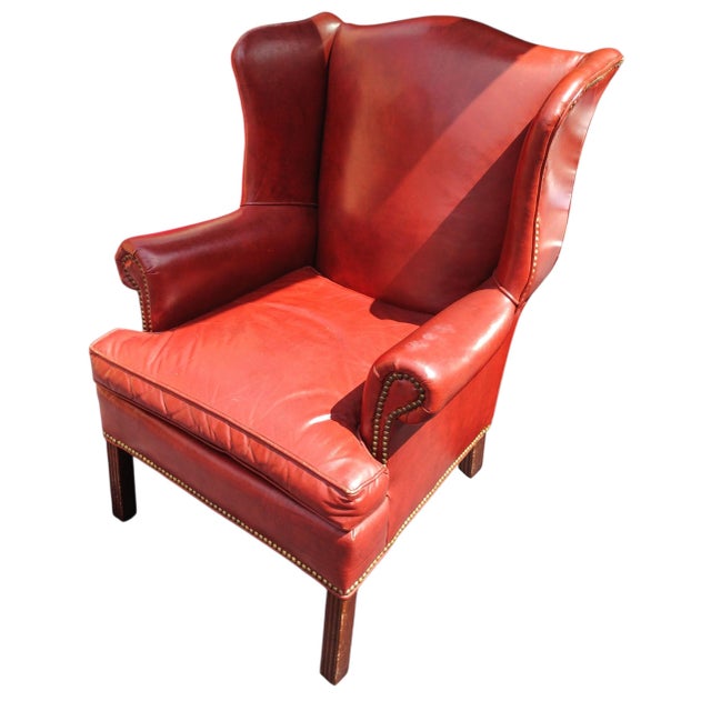 Wood Experience the Pinnacle of American Craftsmanship With This Rare Cognac Leather Wingback Chair by Old Hickory Tanery For Sale - Image 7 of 7