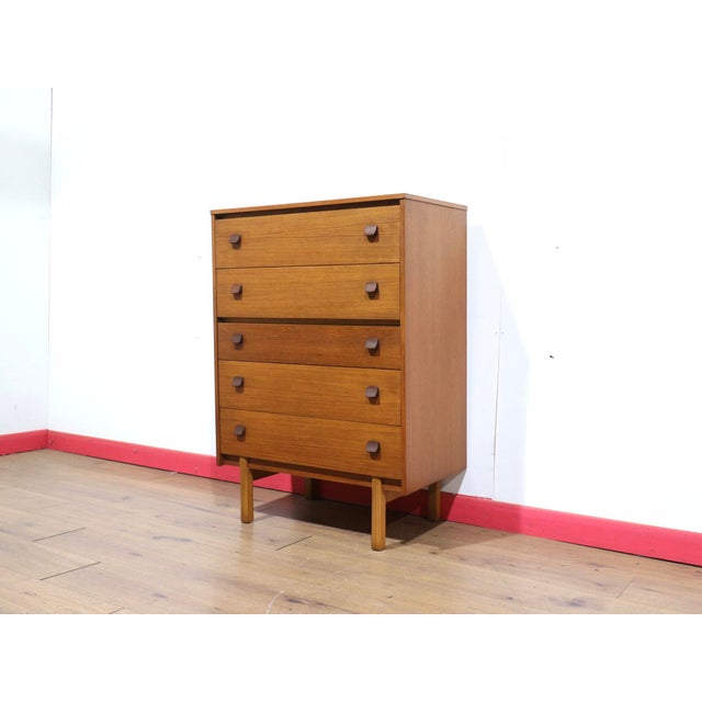 Brown Mid Century Modern Vintage Teak British Dresser Drawers For Sale - Image 8 of 14