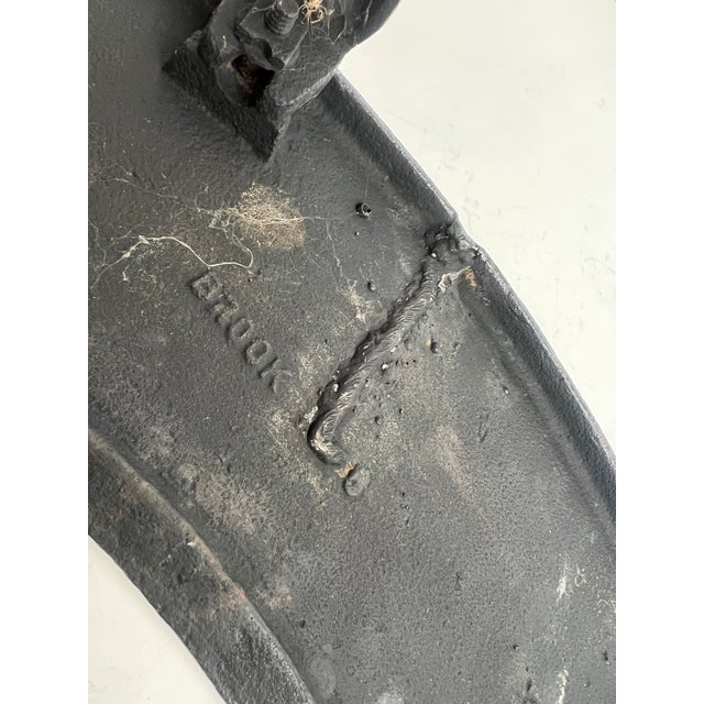 Black Antique Cast Iron Fireplace Fender Warmer Curved Hearth Bench With Cabriole Legs For Sale - Image 8 of 11