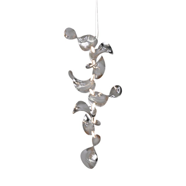 Dune 8 Vertical Cluster Light with Silver Polished Shades by Daniel Becker For Sale
