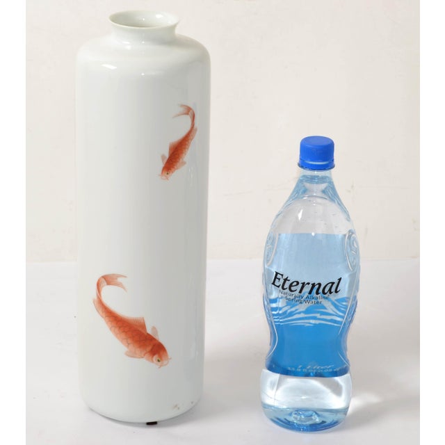 20th Century Signed Mk Bo Jia Porcelain Iron Red, Gilt Decorated Koi Fish Vase Vessel Japan For Sale - Image 12 of 12