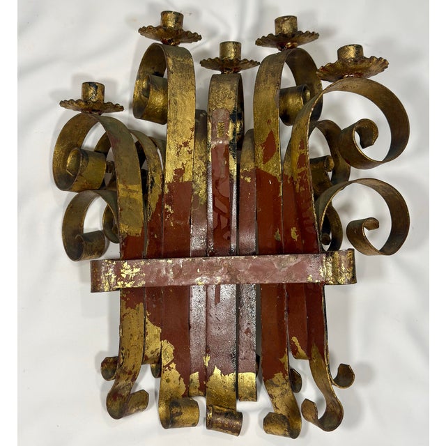 1960s Hollywood Regency Hans Kögl Style Italian Gilt Candle Wall Sconce For Sale - Image 10 of 12