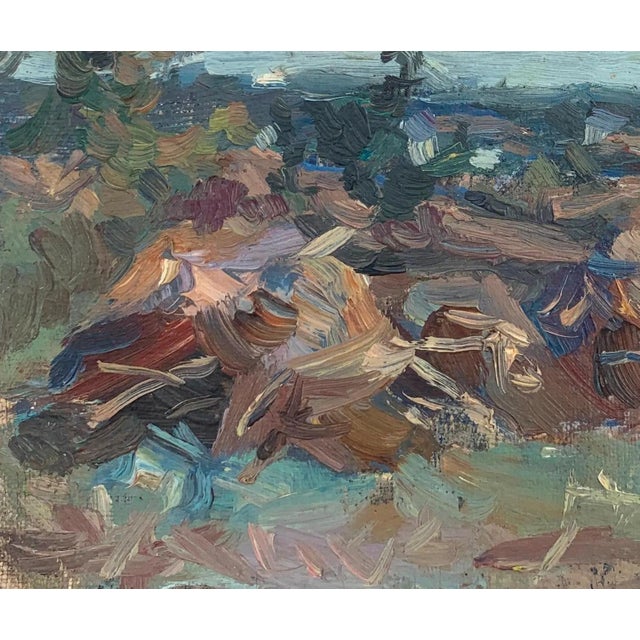 1960s Vintage Ukrainian Impressionist Oil Painting, Rural Landscape, 1960s 18-22 For Sale - Image 5 of 6