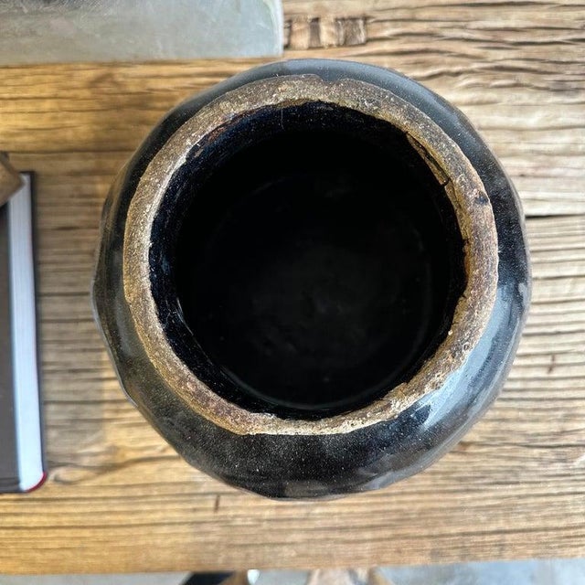 Vintage Late 20th Century Glazed Black Pottery Vase Chairish
