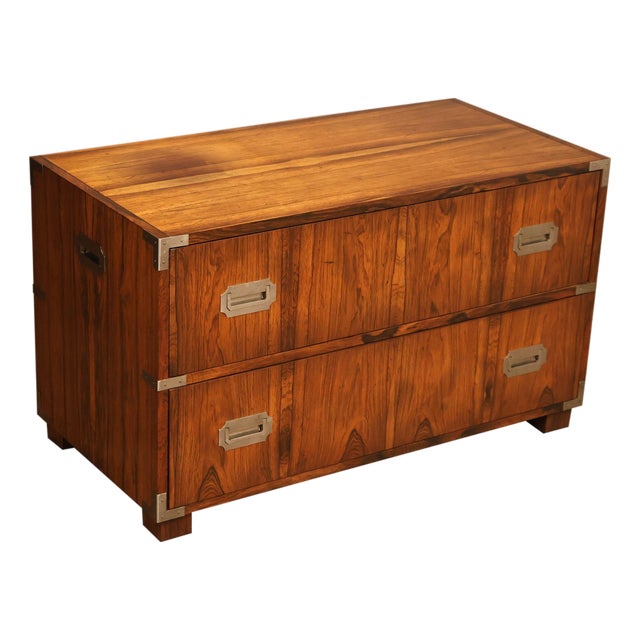Baker Campaign Style Rosewood Low Chest For Sale
