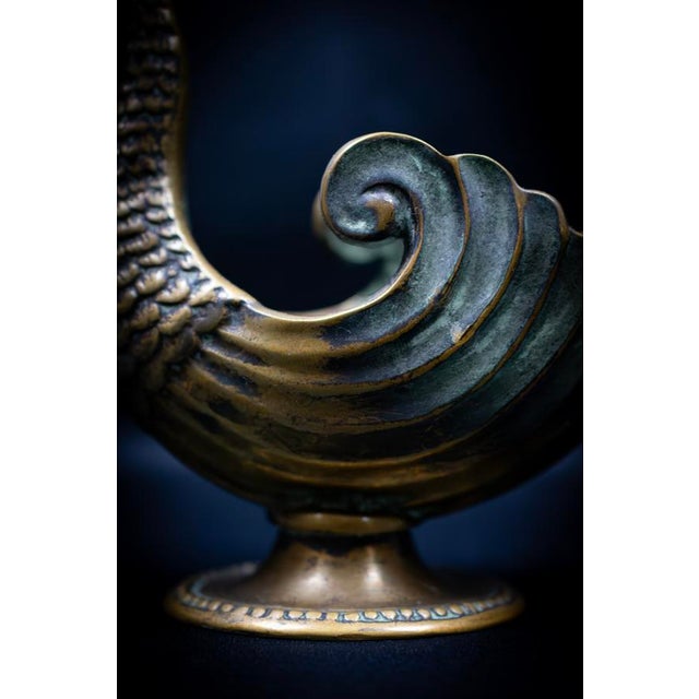 Rococo Art Deco Zoomorphic Patinated Bronze Ewer with Swan Handle by Max Le Verrier, France, 1925-1935 For Sale - Image 3 of 11