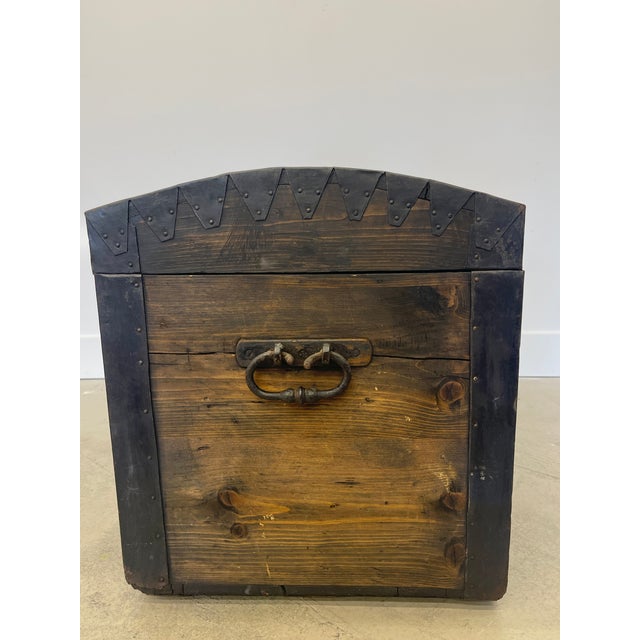 German Dome Vintage Travel Wood Trunk Circa 1800s For Sale - Image 4 of 10