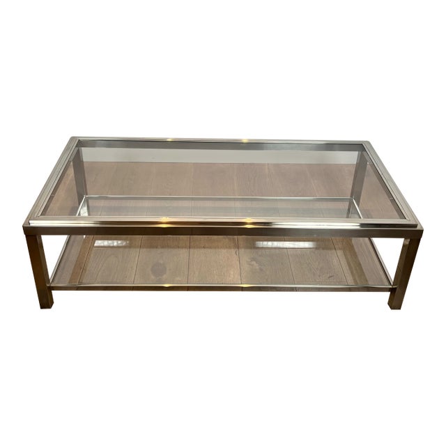 Large Chrome Coffee Table. French Work. Circa 1970 For Sale
