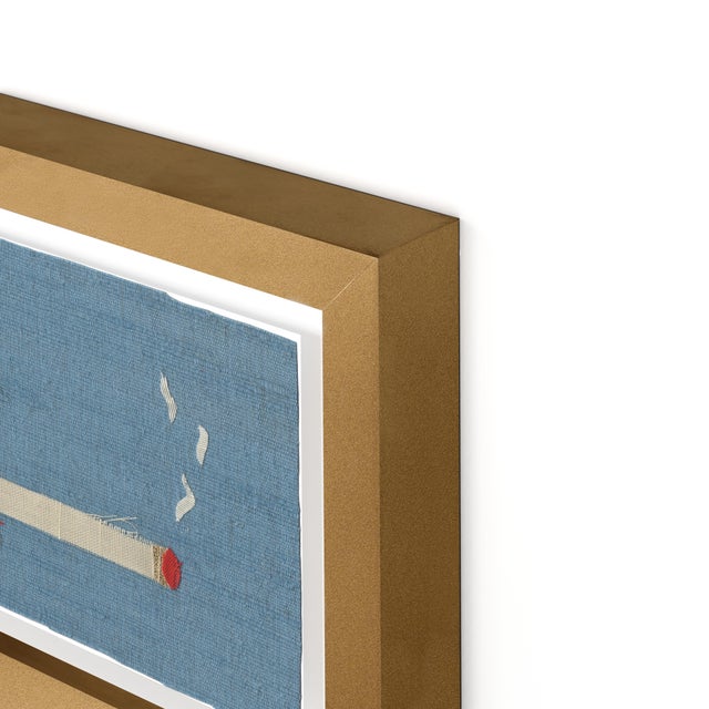 DESCRIPTION: Sabrina the Pink Cigarette by Willa Heart in Gold Frame, Mini Art Print This is a print of a handmade fabric...