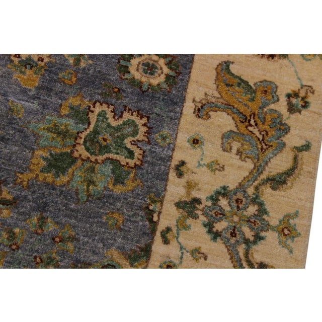 Textile 1990s Shabby Chic Kafkaz Grey Wool Rug - 5′6″ × 7′8″ For Sale - Image 7 of 8