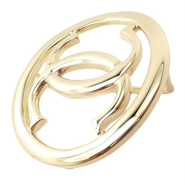 Cartier 18k Yellow Gold Signature Classic Large Double C Belt Buckle Metal: 18k Yellow Gold Size: 42mm x 49mm Buckle: Fits...