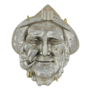 Mid Century Cast Aluminum Fisherman With Pipe Wall Plaque